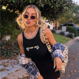 Princess Polly Flower Child Black Mini Dress